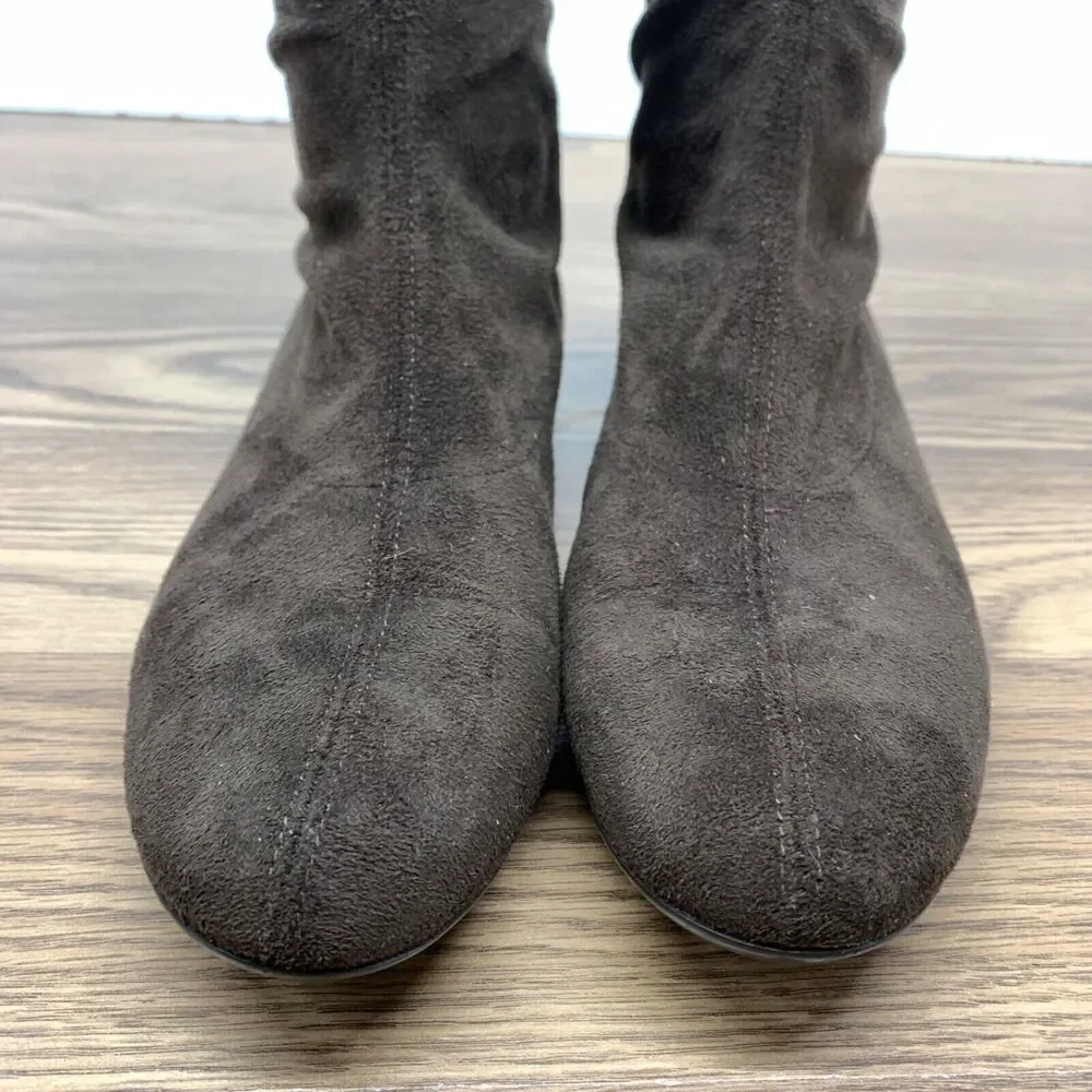 Donald J Pliner Sock‎ Boots Shoes Womens Size 7.5 N Brown Fabric Croc Leather